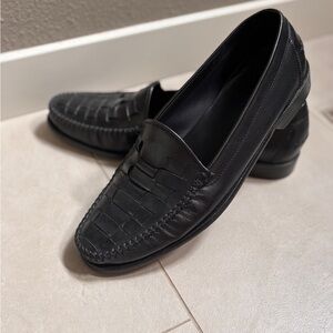 Cole Haan Black Leather Slip-On Loafers